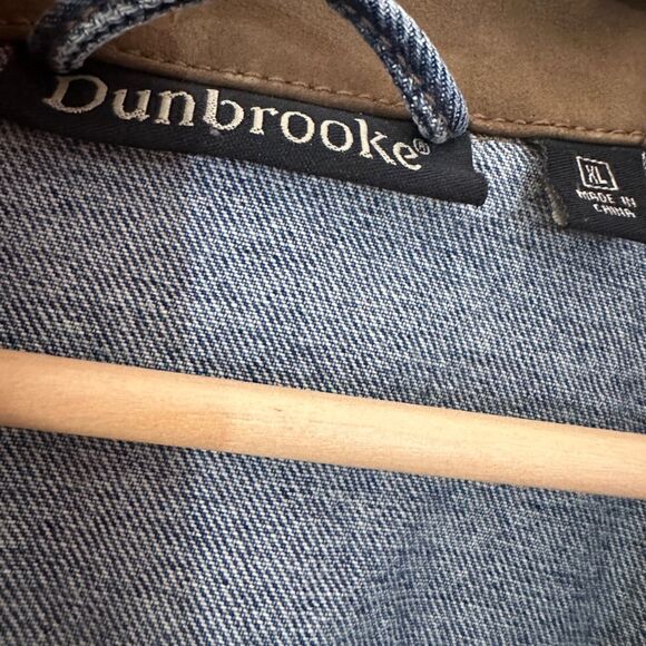 Vintage Dunbrooke Mens Certified Leather Brown Collar Denim Jean Jacket Size XL - Picture 4 of 8